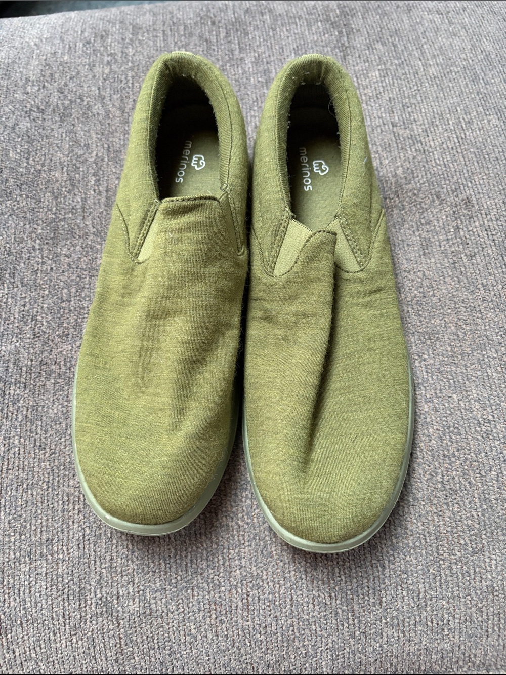 Olive Green Slip-On Flats by Merinos